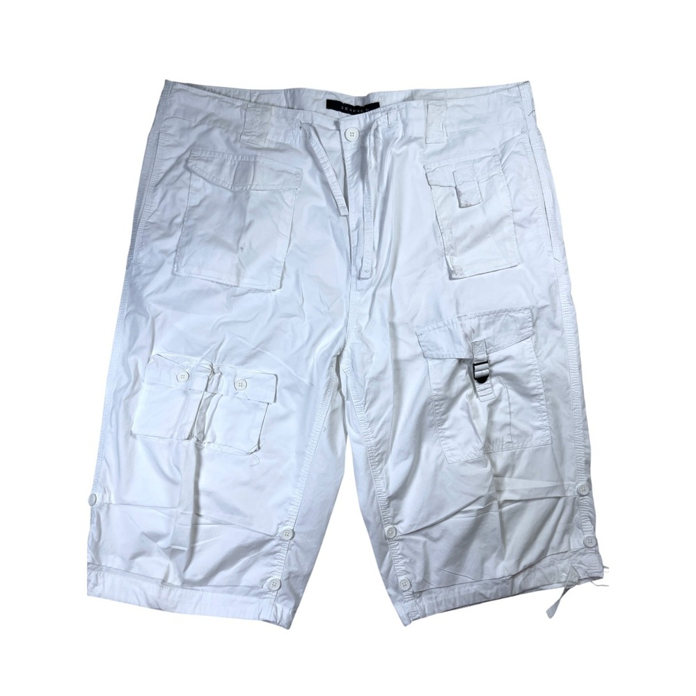 Sean John Shorts Mens 40 White Cotton Drawstring Cargo Pockets High-Rise Outdoor